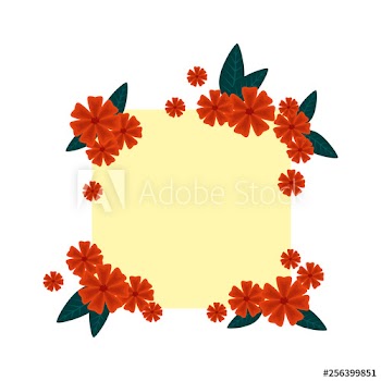 beautiful flowers and leafs square frame