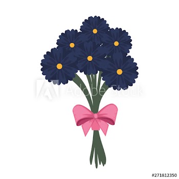 beautiful flowers bouquet with bowtie vector illustration