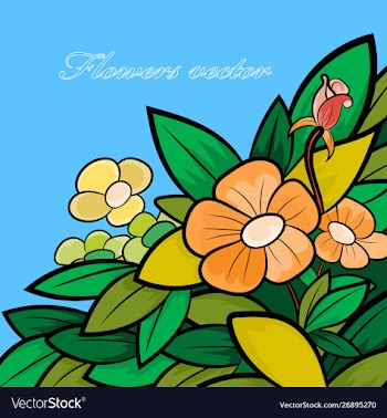 Beautiful flowers cartoon vector image