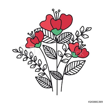 beautiful flowers decorative icon