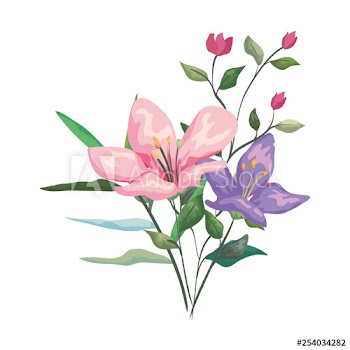 beautiful flowers decorative icon