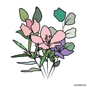 beautiful flowers decorative icon