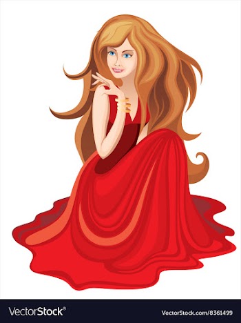 Beautiful Girl in a Red Gown vector image