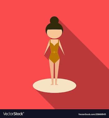 Beautiful girl in color bathing suit cartoon vector image