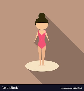 Beautiful girl in color bathing suit cartoon vector image