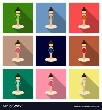 Beautiful girl in color bathing suit cartoon vector image
