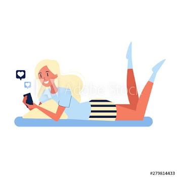Beautiful girl lying with a mobile phone
