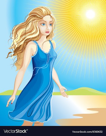 Beautiful Girl Walking Along the Beach vector image