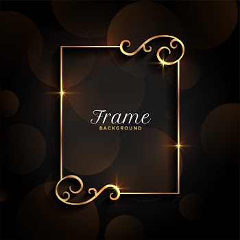 Beautiful golden floral invitation frame background Free Vector
