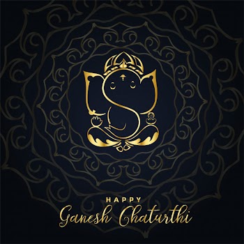 Beautiful golden ganesh ji background Free Vector