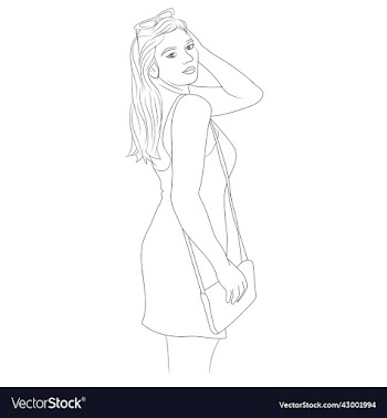 beautiful hand-drawn standing woman