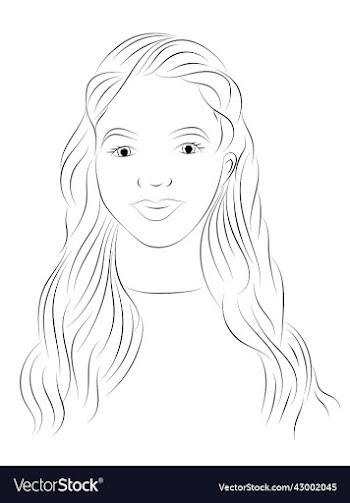 beautiful hand-drawn woman with a long hair