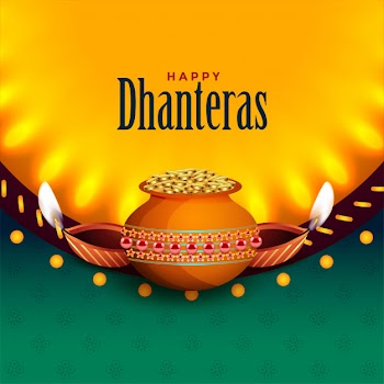 Beautiful happy dhanteras with light effect Free Vector