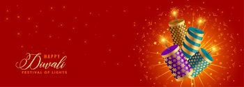 Beautiful happy diwali crackers celebration banner Free Vector