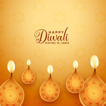 Beautiful happy diwali festival illustration in golden color Free Vector