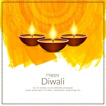 Beautiful happy diwali festival yellow background Free Vector