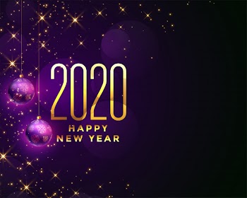 Beautiful happy new year 2020 sparkles background Free Vector