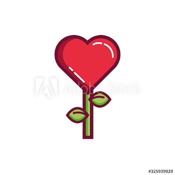 beautiful heart flower garden line and fill style