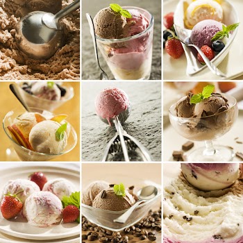 beautiful ice cream collage made from nine photographs