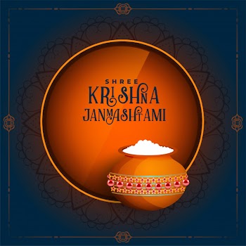 Beautiful janmashtami dahi handi festival greeting Free Vector