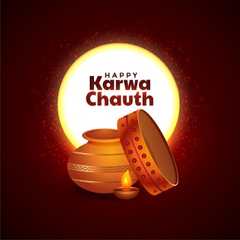 Beautiful karwa chauth festival card  with decorative elements Free Vector