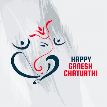 Beautiful line style ganesh ji  for ganesh chaturthi Free Vector
