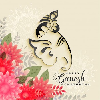 Beautiful lord ganesha festival of ganesh chaturthi greeting background Free Vector