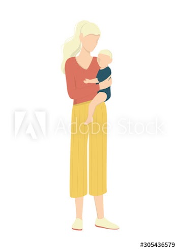 Beautiful mother holding little baby and smiling