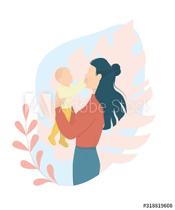 Beautiful mother holding little baby and smiling