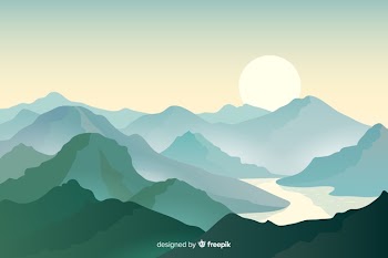 Beautiful mountain chain and river in between Free Vector