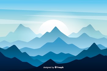 Beautiful mountain chain landscape with moon Free Vector