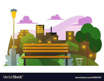 beautiful night park in a city flat