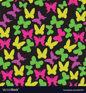 Beautiful pattern with butterflies on a black vector image
