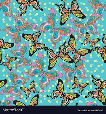 Beautiful pattern with butterflies on a blue vector image
