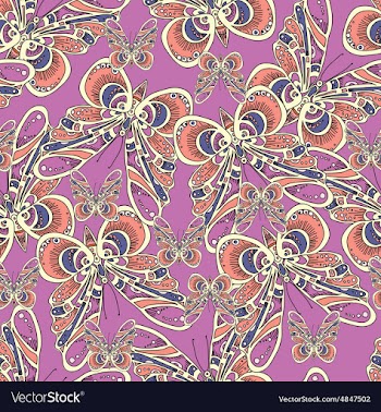Beautiful pattern with butterflies on a pink vector image