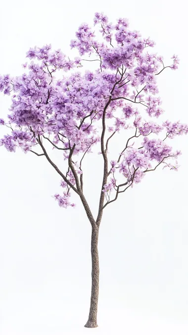 Beautiful Paulownia Flower Tree with Purple Blooms on White Background Beautiful Paulownia Flower Tree with Purple Blooms on White Background