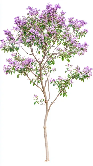 Beautiful Paulownia Tree with Purple Flowers on White Background Beautiful Paulownia Tree with Purple Flowers on White Background