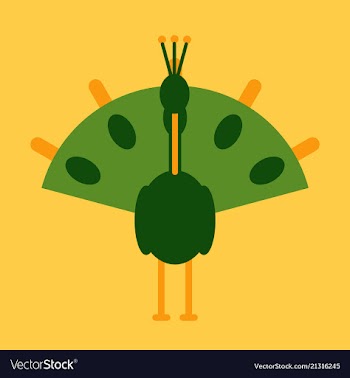 Beautiful peacock cartoon outline drawing to color vector image