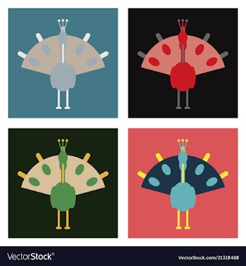 Beautiful peacock cartoon outline drawing to color vector image