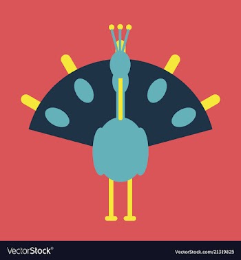 Beautiful peacock cartoon outline drawing to color vector image