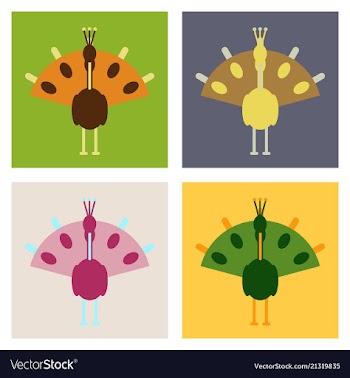 Beautiful peacock cartoon outline drawing to color vector image