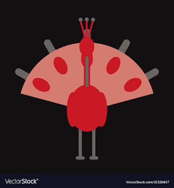 Beautiful peacock cartoon outline drawing to color vector image