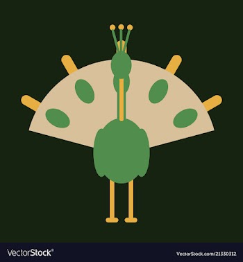 Beautiful peacock cartoon outline drawing to color vector image
