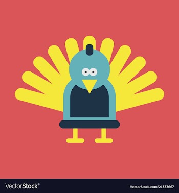 Beautiful peacock cartoon outline drawing to color vector image