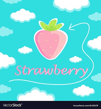 Beautiful pink strawberry against the sky with cl vector image