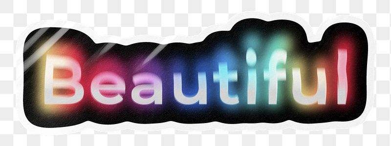 Beautiful png word sticker, neon | Free PNG - rawpixel