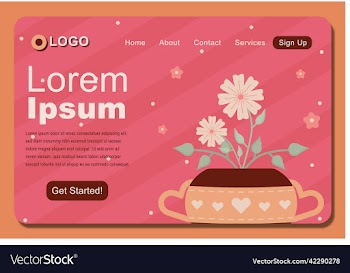 beautiful pot of flowers landing page template