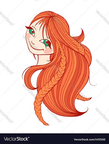  					Beautiful red-haired woman with long hair vector image														