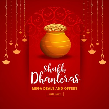 Beautiful red happy dhanteras festival greeting illustration Free Vector