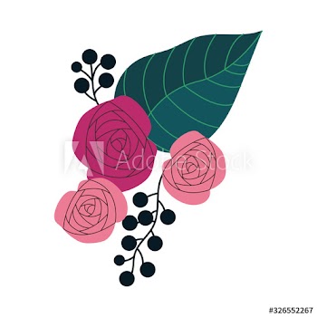 beautiful rose flower and leafs decoration